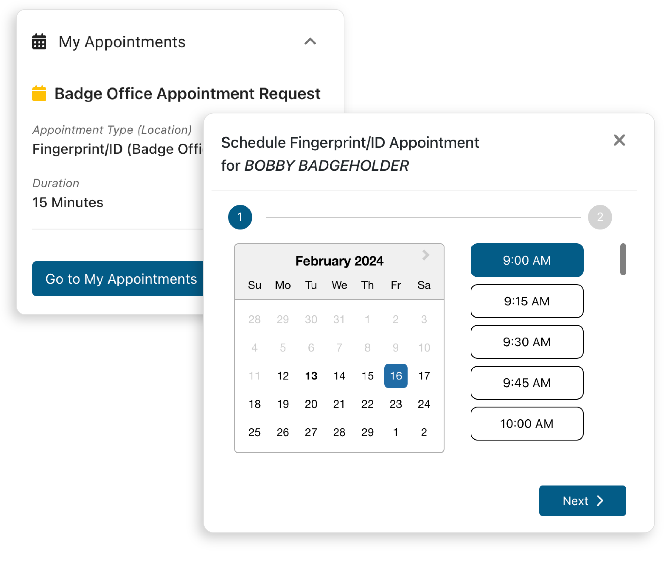 appointments in airbadge