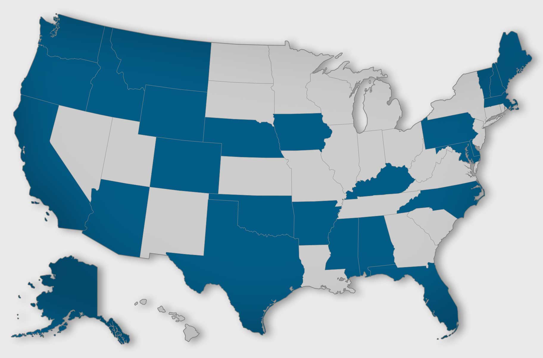 Map of the US showing AirBadge Clients