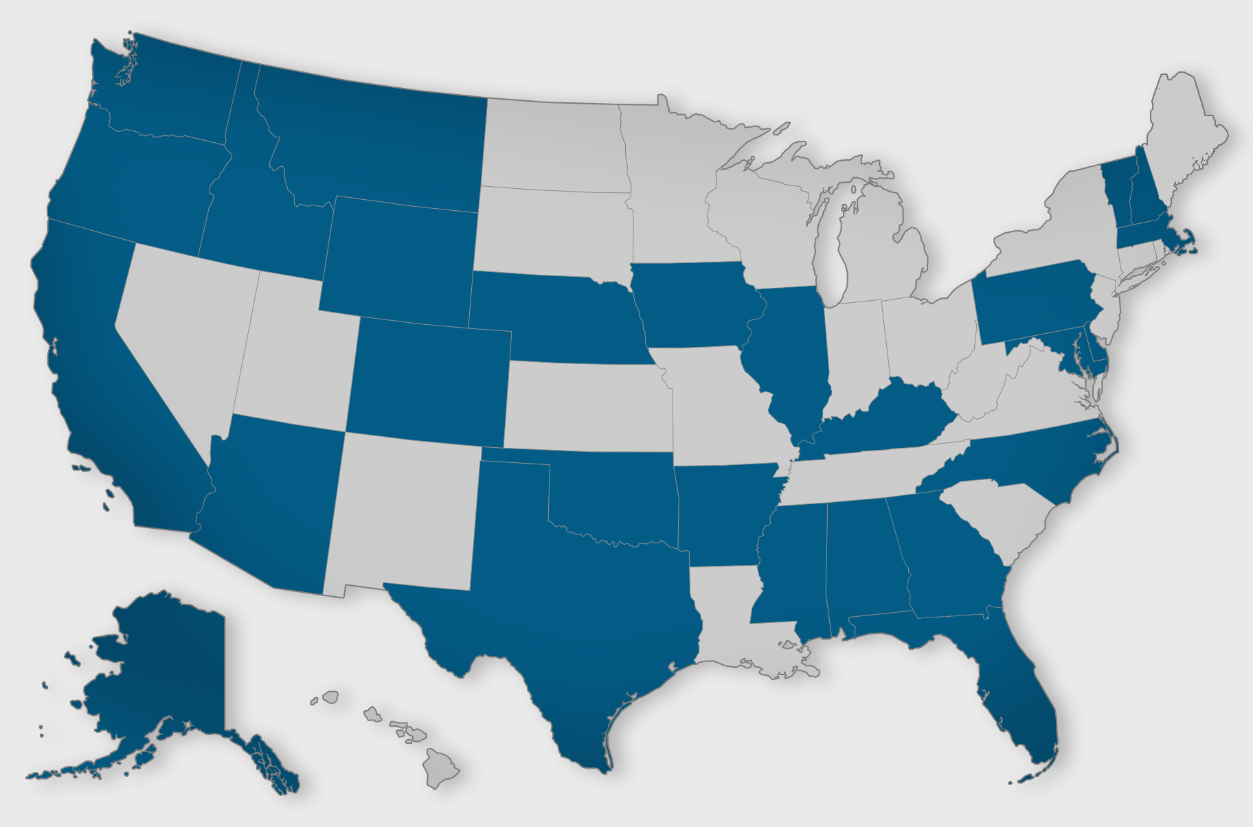 Map of the US showing AirBadge Clients