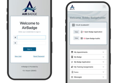 two phones with AirBadge App